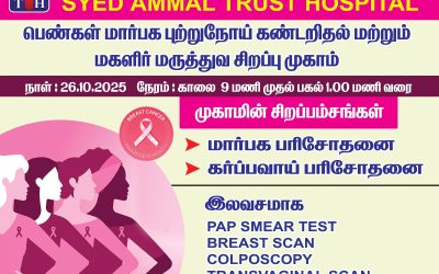பெண்கள் மார்பக புற்றுநோய் கண்டறிதல் மற்றும் மகளீர் மருத்துவ சிறப்பு முகாம் 26.10.2025